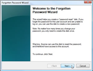 The Fogotton Password Wizard screen